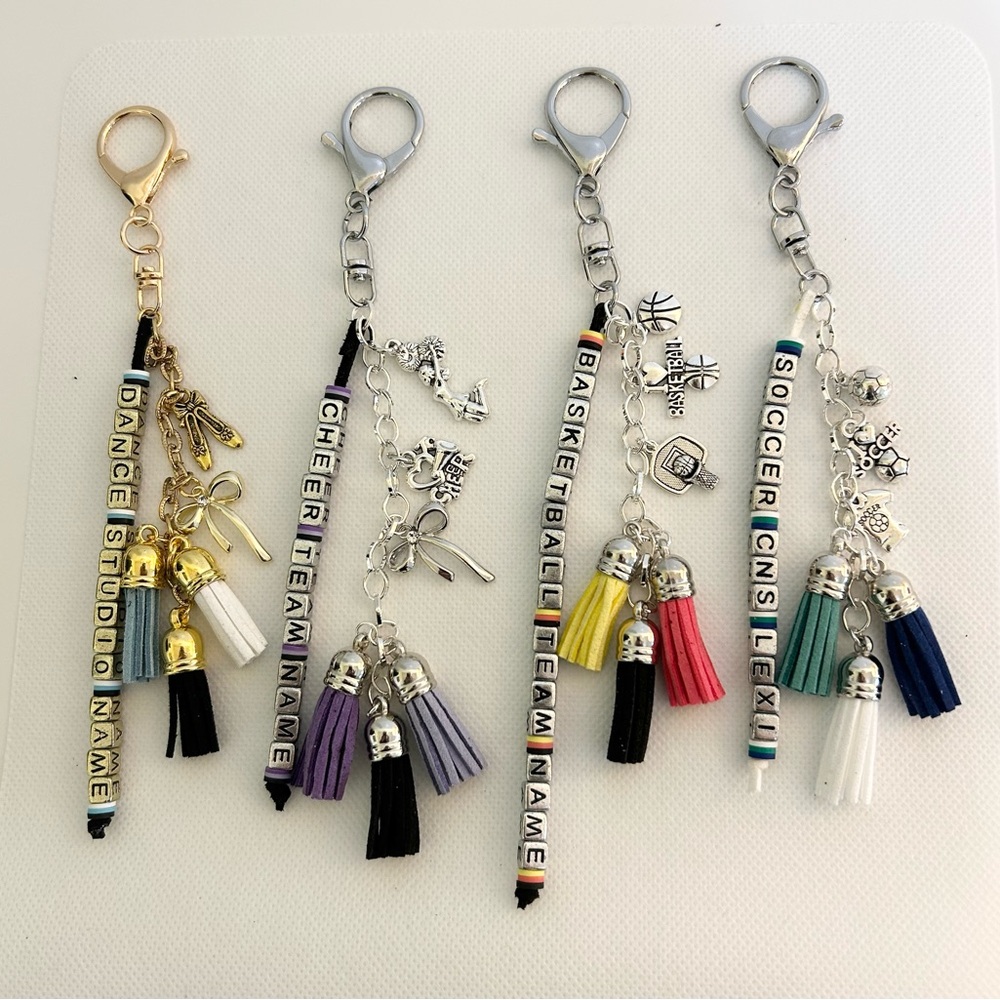 Personalized Bag/Backpack Charm & Keychain. Personalized w/Name/Sport/Color/Team
